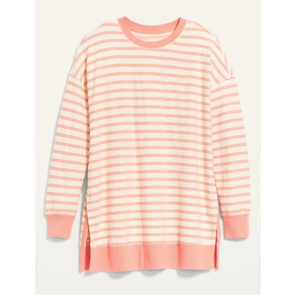 Old Navy Loose Striped Cali-Fleece Terry Sweatshirt Tunic - Picture 2 of 5